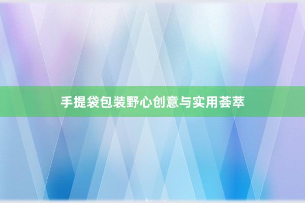 手提袋包装野心创意与实用荟萃