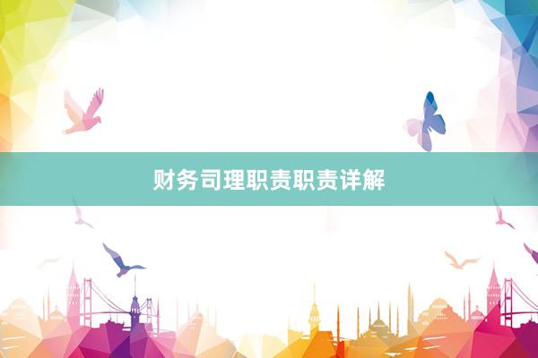 财务司理职责职责详解