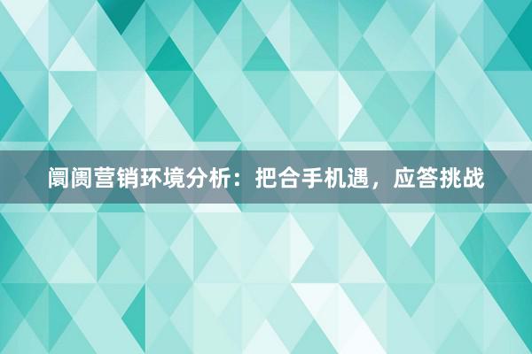 阛阓营销环境分析：把合手机遇，应答挑战